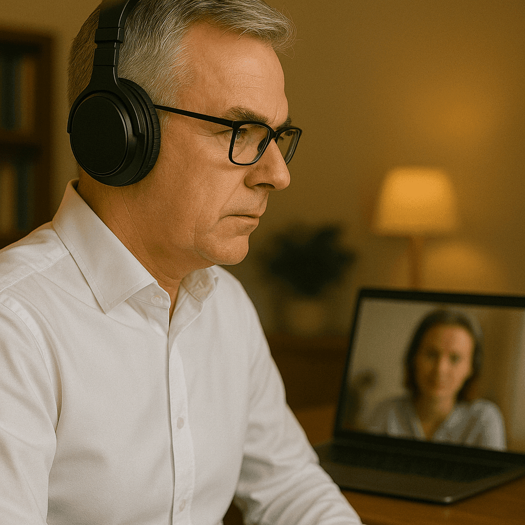 Man with headphones 1-1 Online Support